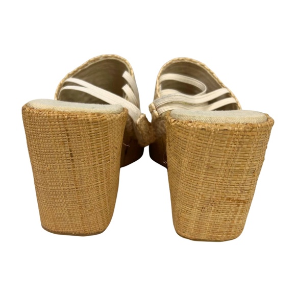Vintage Straw Rafia Woven Wedge Heels Flowers 90s / Y2K NWOT Size 7 - Picture 7 of 8